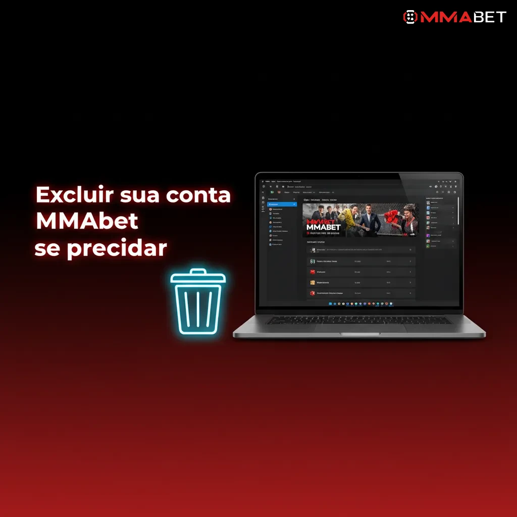 Tela MMAbet com opções de excluir conta e autoexclusão, aviso de saldos e confirmação por e-mail