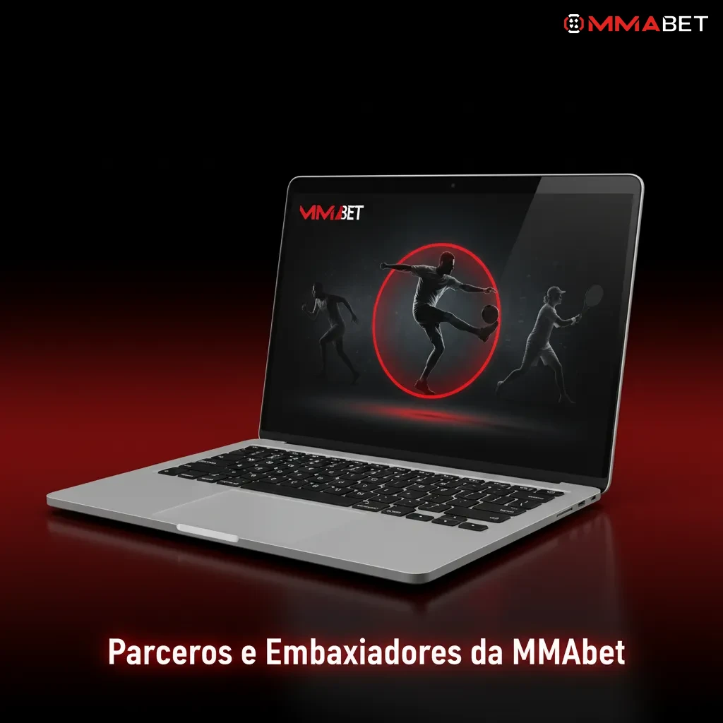 Banner de Parceiros e Embaixadores da MMAbet no Brasil, com ícones de PIX, bancos, jogo responsável e eventos esportivos.