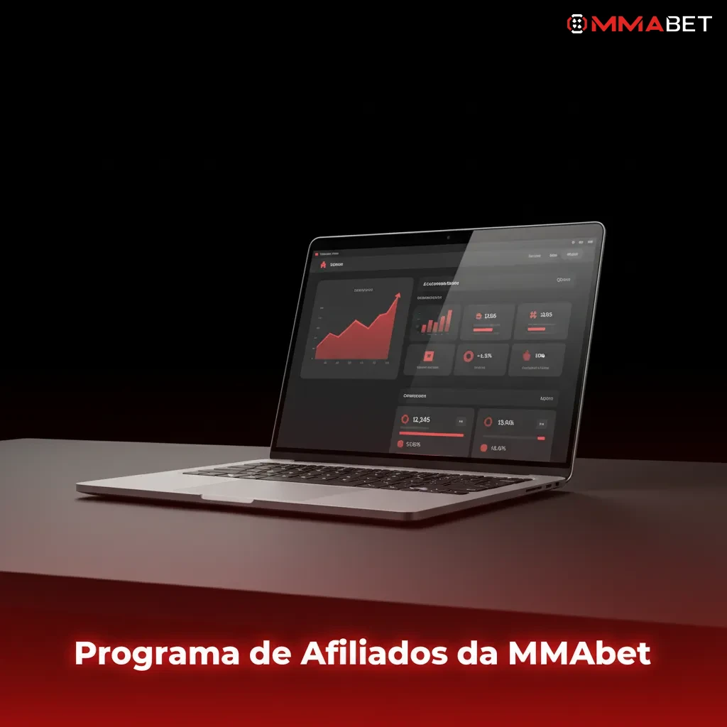 Banner do Programa de Afiliados da MMAbet com gráficos, relatórios em tempo real e CPA/Revenue Share.